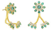 ESTATE .92CT DIAMOND & AAA EMERALD 14KT YELLOW GOLD FLOWER FUN HANGING EARRINGS