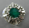 ANTIQUE LARGE 4.43CT DIAMOND & EMERALD 14KT WHTIE GOLD 3D SQUARE ENGAGEMENT RING