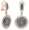 LARGE 2.77CT WHITE & CHOCOLATE FANCY DIAMOND 18KT ROSE GOLD 3D SUNBURST EARRINGS