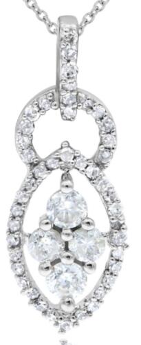 .29CT DIAMOND 14KT WHITE GOLD 3D CLASSIC FLORAL LEAF LOVE KNOT FLOATING PENDANT