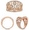 ESTATE WIDE .92CT DIAMOND 14KT ROSE GOLD 3D CLASSIC MULTI BAR FLOWER FUN RING