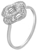 ESTATE .07CT DIAMOND 14KT WHITE GOLD 3D ROUND CLASSIC OPEN FLOWER FUN LOVE RING