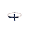 ESTATE .32CT AAA SAPPHIRE 18KT WHITE GOLD 3D CLASSIC CROSS RING