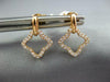 ESTATE .18CT DIAMOND 18K ROSE GOLD 3D OPEN 4 LEAF CLOVER FLOWER HANGING EARRINGS