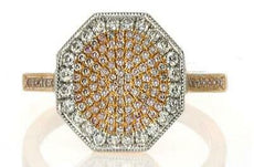 .47CT WHITE & PINK DIAMOND 18KT WHITE & ROSE GOLD OCTAGON FILGREE PAVE FUN RING