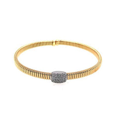 .28CT DIAMOND 18KT 2 TONE GOLD SQUARE PAVE SNAKE FLEXIBLE CUFF BANGLE BRACELET