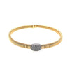 .28CT DIAMOND 18KT 2 TONE GOLD SQUARE PAVE SNAKE FLEXIBLE CUFF BANGLE BRACELET