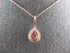 .64CT DIAMOND & AAA RUBY 14KT ROSE GOLD 3D PEAR SHAPE & ROUND TEAR DROP PENDANT