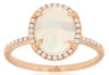 1.84CT DIAMOND & AAA OPAL 14KT ROSE GOLD 3D OVAL & ROUND HALO CLASSIC LOVE RING