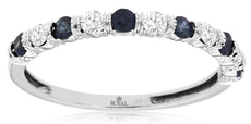 .45CT DIAMOND & AAA SAPPHIRE 14K WHITE GOLD 3D 11 STONE CHANNEL ANNIVERSARY RING
