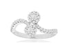 ESTATE .51CT DIAMOND 14K WHITE GOLD 3D ROUND DOUBLE FLOWER CRISS CROSS LOVE RING