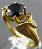 1.6CT BLACK DIAMOND 18KT YELLOW GOLD 3D HANDCRAFTED DOUBLE SNAKE ENGAGEMENT RING