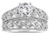 ESTATE LARGE 1.25CT DIAMOND 14KT WHITE GOLD INFINITY ENGAGEMENT WEDDING RING SET