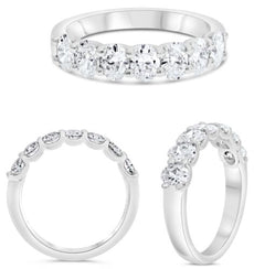 1.75CT DIAMOND PLATINUM 3D OVAL 7 STONE LUCIDA CLASSIC WEDDING ANNIVERSARY RING