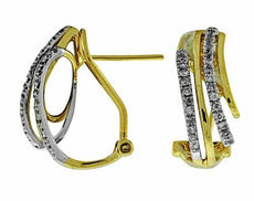 ESTATE .28CT DIAMOND 14KT WHITE & YELLOW GOLD CRISS CROSS CLIP ON STUD EARRINGS