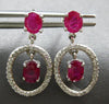 ESTATE 2.13CT DIAMOND & AAA RUBY 14K WHITE GOLD OVAL & ROUND CHANDELIER EARRINGS