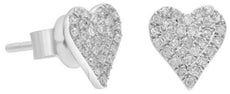 ESTATE .17CT DIAMOND 14KT WHITE GOLD CLASSIC PAVE HEART SHAPE LOVE STUD EARRINGS