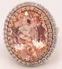 LARGE 13.18CT DIAMOND & AAA MORGANITE 14K WHITE & ROSE GOLD HALO ENGAGEMENT RING