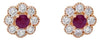 .67CT DIAMOND & AAA RUBY 14KT ROSE GOLD 3D CLASSIC FLOWER FILIGREE STUD EARRINGS