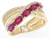 ESTATE 1.86CT DIAMOND & AAA RUBY 14K YELLOW GOLD MULTI ROW CRISS CROSS LOVE RING
