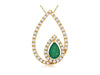 .71CT DIAMOND & AAA EMERALD 14KT YELLOW GOLD ROUND & PEAR SHAPE FLOATING PENDANT