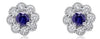 ESTATE .68CT DIAMOND & AAA SAPPHIRE 14K WHITE GOLD FLOWER FILIGREE STUD EARRINGS