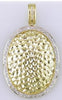 .23CT DIAMOND 18K 2 TONE GOLD 3D ROUND HAMMERED DESIGN OVAL FUN FLOATING PENDANT