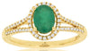 .95CT DIAMOND & AAA EMERALD 14K YELLOW GOLD 3D OVAL & ROUND HALO FRIENDSHIP RING