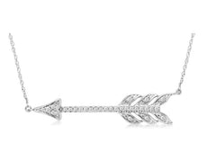 ESTATE .10CT DIAMOND 14KT WHITE GOLD 3D ARROW TO YOUR HEART LOVE NECKLACE