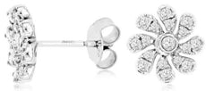 ESTATE .37CT DIAMOND 14KT WHITE GOLD FLOWER STUD EARRINGS