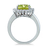 4.72CT DIAMOND & AAA PERIDOT 14KT WHITE GOLD OVAL & ROUND ENGAGEMENT FLOWER RING