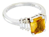 2.91CT DIAMOND & AAA YELLOW SAPPHIRE 14KT WHITE GOLD 3D CUSHION & BAGUETTE RING