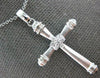 ESTATE .15CT DIAMOND 14KT WHITE GOLD ROUND MATTE & SHINY CROSS FLOATING PENDANT