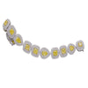 EXTRA LARGE 15.94CT WHITE & FANCY YELLOW DIAMOND 18K 2 TONE GOLD TENNIS BRACELET
