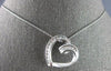 ESTATE .50CT DIAMOND 14KT WHITE GOLD 3D ROUND OPEN HEART LOVE FLOATING PENDANT