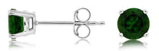ESTATE .10CT AAA RUSSALITE 14KT WHITE GOLD 3D CLASSIC ROUND STUD EARRINGS