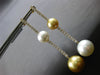 ESTATE LARGE 1.68CT DIAMOND AAA GOLDEN & WHITE SOUTH SEA PEARL 18K YELLOW GOLD EARRINGS