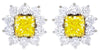 LARGE 3.15CT WHITE & FANCY YELLOW DIAMOND 18KT 2 TONE GOLD SQUARE STUD EARRINGS