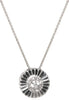 ESTATE .13CT DIAMOND 18KT WHITE GOLD 3D CLUSTER CIRCULAR FLORAL FLOATING PENDANT