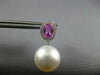 LARGE DIAMOND PINK SAPPHIRE & SOUTH SEA PEARL 18KT WHITE GOLD HANGING EARRINGS