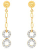 ESTATE .57CT DIAMOND 14KT YELLOW GOLD DOUBLE CIRCULAR LINK FUN HANGING EARRINGS
