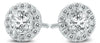 ESTATE 2.0CT DIAMOND 14KT WHITE GOLD 3D CLASSIC ROUND HALO FLOWER STUD EARRINGS