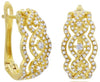 WIDE .63CT DIAMOND 14KT YELLOW GOLD 3D DOUBLE INFINITY FLORAL LEVERBACK EARRINGS