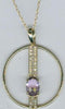 .88CT DIAMOND & AAA AMETHYST 14K YELLOW GOLD OVAL & ROUND CIRCLE OF LIFE PENDANT
