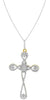 ESTATE .47CT DIAMOND 14KT 2 TONE GOLD 3D ROUND INFINITY CROSS FLOATING PENDANT