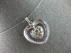 ESTATE LARGE .76CT DIAMOND 14KT WHITE GOLD 3D DOUBLE HEART LOVE FLOATING PENDANT