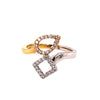 ESTATE .19CT DIAMOND 18KT 2 TONE GOLD 3D TEAR DROP SQUARE CRISS CROSS LOVE RING