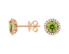 ESTATE 2.06CT DIAMOND & AAA PERIDOT 14KT ROSE GOLD 3D ROUND HALO STUD EARRINGS