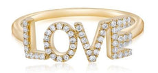 ESTATE .17CT DIAMOND 14KT YELLOW GOLD 3D CLASSIC BLOCK LETTERED LOVE FUN RING