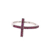 ESTATE .35CT AAA RUBY 18KT WHITE GOLD 3D ROUND CLASSIC CROSS FUN RING